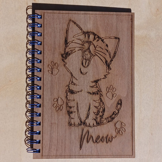 Kitten Meow Wooden Notebook