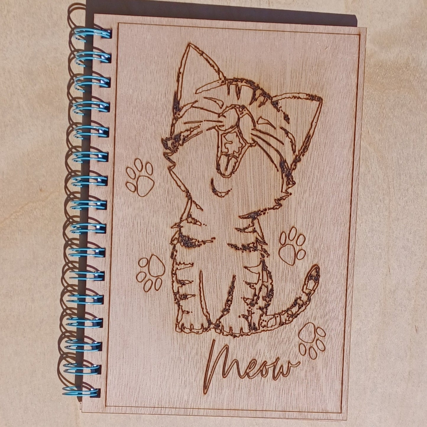 Kitten Meow Wooden Notebook