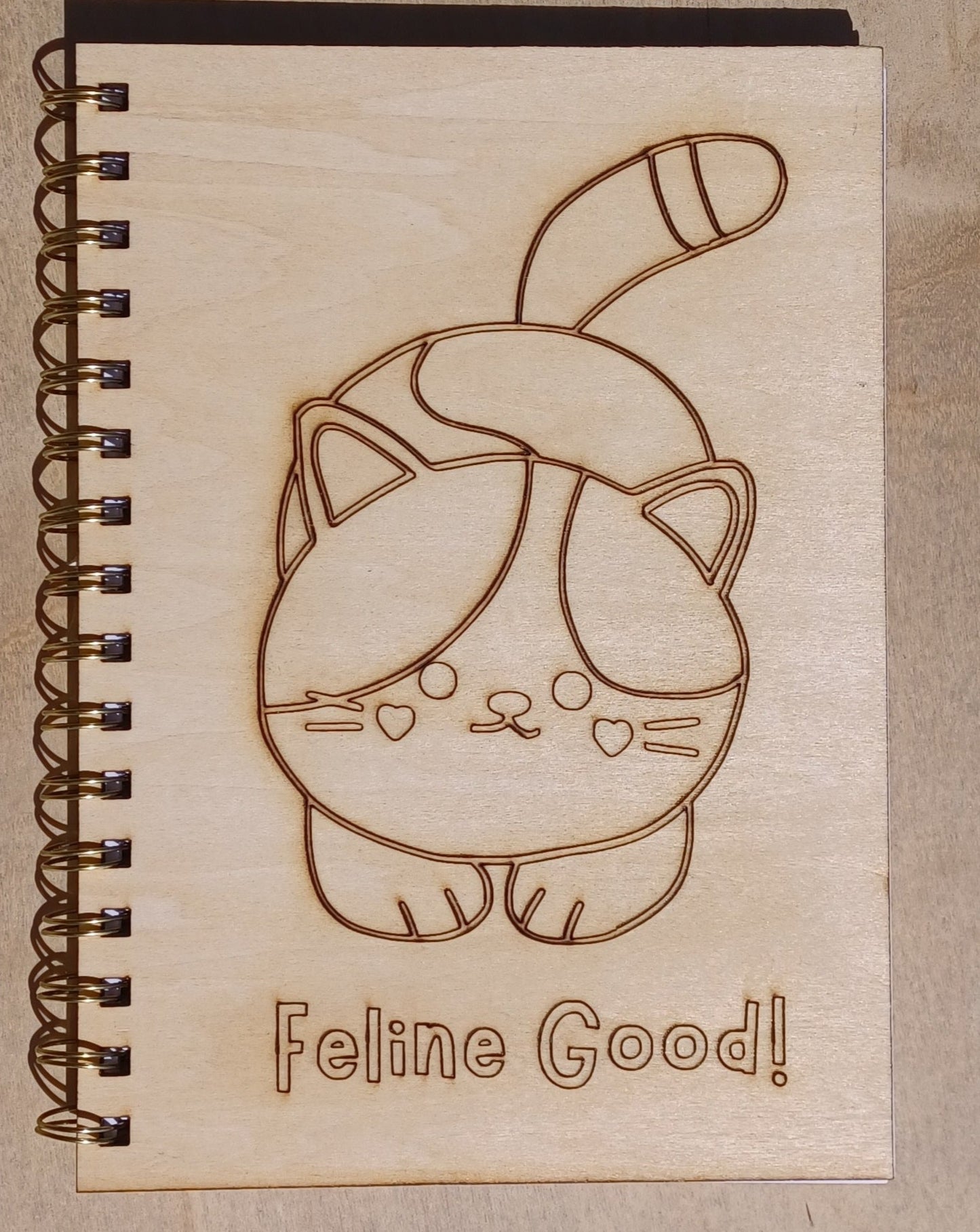 Feline Good Wooden Notebook