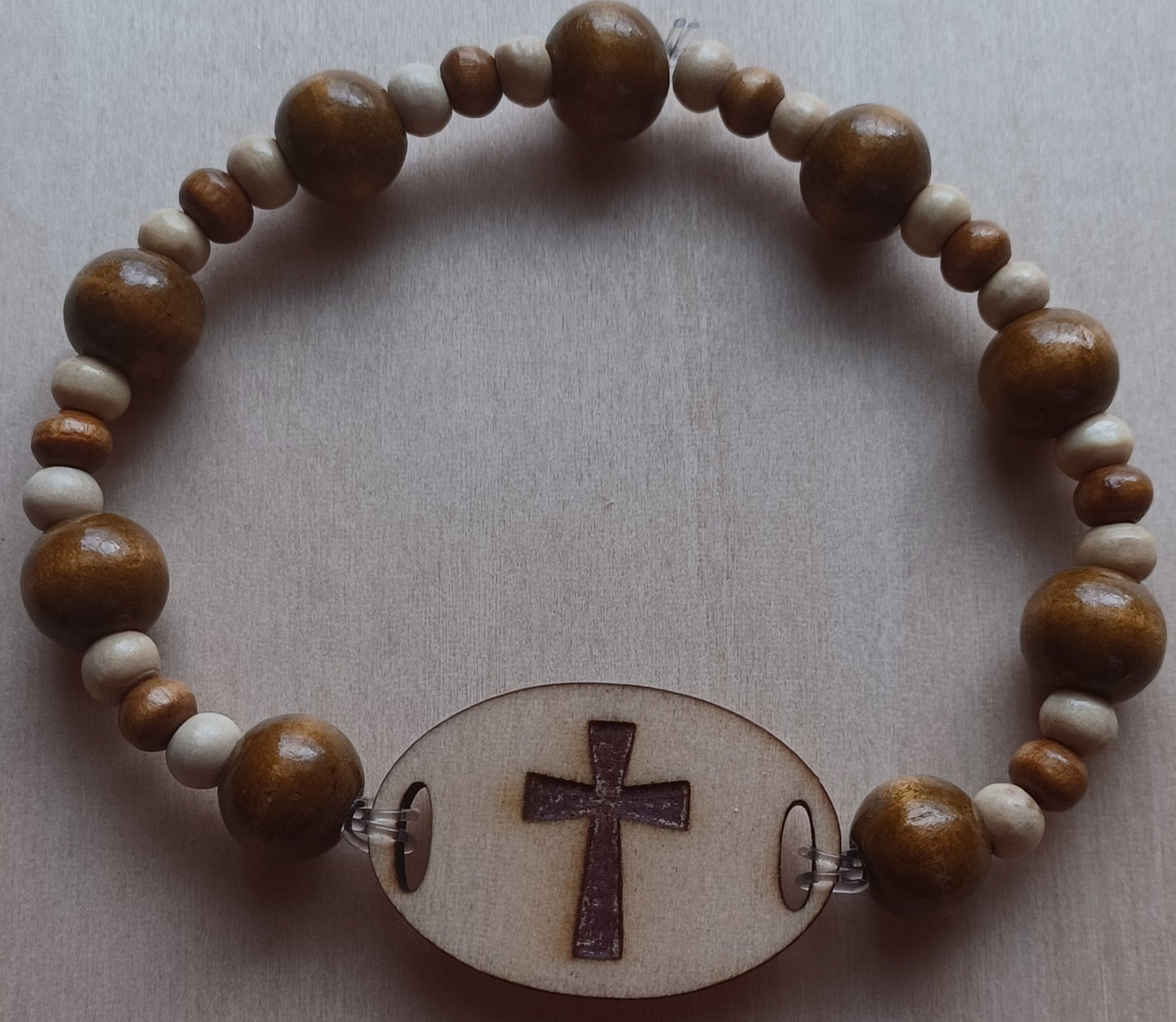 Wooden Cross Bracelet