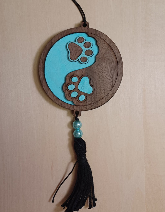 Paw Print Ying Yang Car Charm