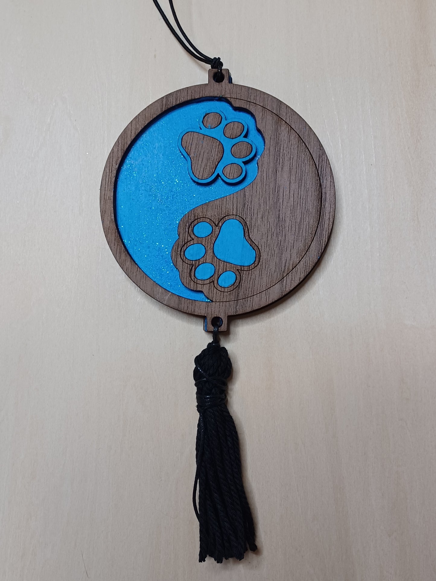 Paw Print Ying Yang Car Charm