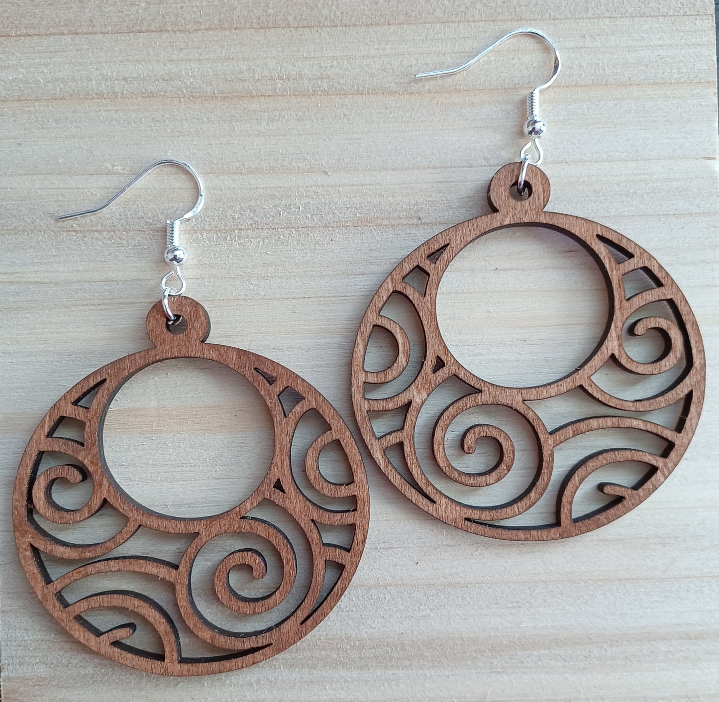 Wooden Swirly Earrings