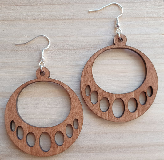 Wooden Dangle Oval Earrings