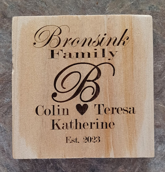 Personalized Engraved Family Name Wooden Coasters